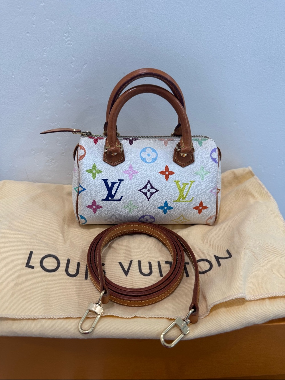 Louis Vuitton x Takashi Murakami Mini Speedy with strap